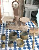 OLD SCALE AND TRENCH ART ASHTRAYS, ETC