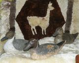 VINTAGE DUCK DECOYS ON ALPACA RUGS