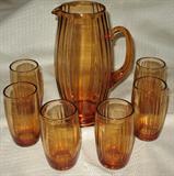 Great Amber Crystal Pitcher & Tumblers