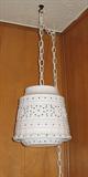 Vintage Craft White Plastic Flower Pot Hanging Lamp