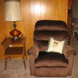 La-z-boy Brown Corded Recliner shown with Early American End Table