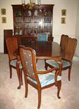 Frank S. Harden Co Solid Cherry Queen Anne Style Oval Dining Table w/2 leaves.
Cherry Queen Anne Style Cane Back Dinning Chairs (6)