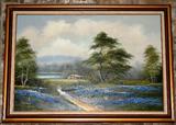 Texas Blue Bonnet Landscape oil on canvase by Texas Artist ROSINA Garcia