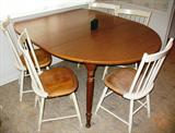 Drop Leaf Breadkfast Table, 6 Whit Paint chair with Natural Stained Seat 