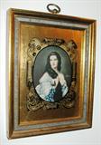 Lovely Old World Portrait print in a Victorian look; goldleaf and ink glass mattes framing the Portrait.