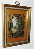 Lovely Old World Pastorial Print print in a Victorian look; goldleaf and ink glass mats framing the Portrait.