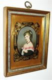 Lovely Old World Portrait print in a Victorian look; goldleaf and ink glass mattes framing the Portrait.