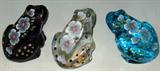 a Fenton Grand Final of Handpainted Art Glass Frogs