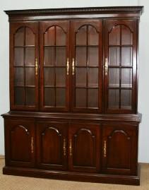 Harden two piece solid Cherry lighted Chippendale style Breakfront China Cabinet 