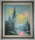 Moonlight over Mountain Lake Oil on Canvas