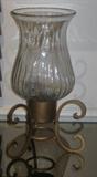 1 of a pair) Large (20"H x 10"W) Hurricane Globe on Brass Stand Candle Holder