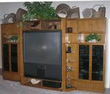 Cadence Modular Oak Entertainment Center shown with 60" Sony TV