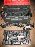 Craftsman 5 tools & Flash light with Case on Wheels: Torque, Drill/Driver, Cordless nailer-Stapler, Trim Saw, Reciporcating Saw, 2 Batteries & Charger
