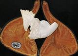 Meerschaum Carved Eagle on Rock Pipe Bowl with Original Case