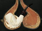 Meerschaum Hand Carved Turkish Pipe, Detail carved Claw holding bowl with origianal case