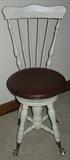 Antique Oak Organ Stool with Brass/Glass Ball & Claw Feet