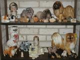 A Large Collection of Pekingese Dog Figurines: Japan, Ceramic, Lefton, Sandicast, hand painted and more