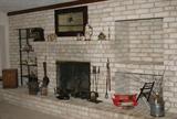 View of Family Room Fireplace with items for sale