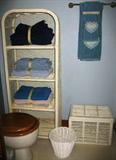 White Wicker Shelf, Small Trunk