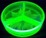 Vaseline Glass Depression Era 3-Part dish