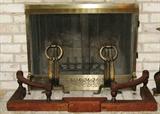Fireplace shown with antique Oak Fireplace Fender