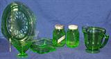 A selection of Misc. Depression Era Vaseline Glass
