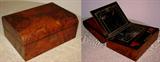 Antique Travel Desk. Burl Walnut