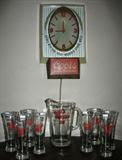 A Coors Beer Collection: Wall Clock, Pitcher with 8 Glasses