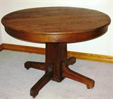 Antique Oak Empire Style Square Base Round Table