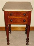 Antique Marble Top 2-Drawer Work Table