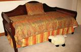Mahogany Sleigh Daybed with Custom Comforter and Dust Ruffle
