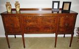 J.K. Rishel Furniture Co. Antique Federal Style Sideboard with Burl Walnut door & drawer fronts with Rope inlay