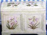 Hand Painted Botanical Floral Whitewashed Wood Trunk