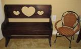 Cottage Craft Child's Bench and Woven Wicker & Metal Chair