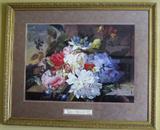 Large Floral Print matted & Framed W/inscription "1 Peter 3:12"