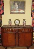 1930's Art Deco English Oak Antique Sideboard