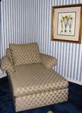 Taupe Brocade Upholstery Chaise Lounge