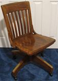 Antique Oak Swivel Office Chair