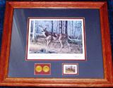 "White Tail Wonder" by Harry Antis Collector's Edition Signed Print with Stamp & Coin Stamp