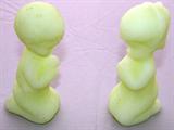 Fenton Yellow Satin Glass Praying Boy & Girl