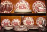 Johnson Bros, England Old Britian Castles Cranberry Transfer Ware