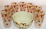 Hall "Autumn Leaf" Tumblers (7) and a mixing bowls