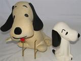 1960's Japan Soft Sculpture Snoopy and a Ceramic Snoopy Figurine