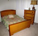 Depression Era Bedroom Suite: Double Bed, Vanity & 4-Drawer Chest