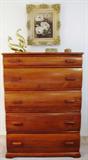 Depression Era 5-Drawe Chest shown with orignal 50's Art Work &yroco Birds