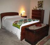 Depression Era Cherry Double Bed and Vintage Mahogany Lane Cedar Ches Shown With matching 5-Drawer Chest