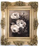 1950's Frame Original "White Roses" Art