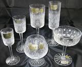 Czechoslovakia  Bohemia “Queen Lace” Cut Crystal Stemware:  Liqueur, Red Wine, White Wine & Champagne Flute, Brandy & Tall Sherbet/Chapagne