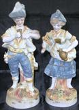 Pair Made in Occupied Japan Porcelain Bisque Courting Couple Figurines