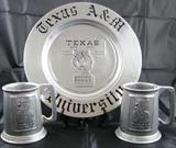 Wilton Pewter: Texas A & M Universery “Texas Aggies”  Plate and 2 Mugs